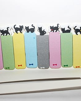 színes cicás könyvjelző, macskás ajándék